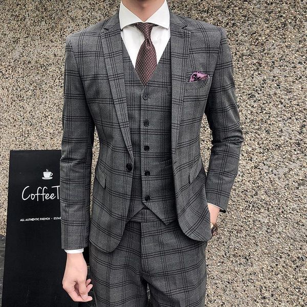 men's suits & blazers suit autumn plaid slim fit stretch fabric western style three-piece wedding, White;black
men's suits & blazers suit autumn plaid slim fit stretch fabric western style three-piece wedding, White;black