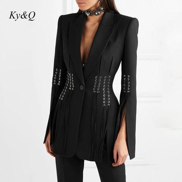 women's suits & blazers runway chic winter 2021 designer jacket women single button lacing up rope split blazer black clothes luxury fa, White;black
women's suits & blazers runway chic winter 2021 designer jacket women single button lacing up rope split blazer black clothes luxury fa, White;black