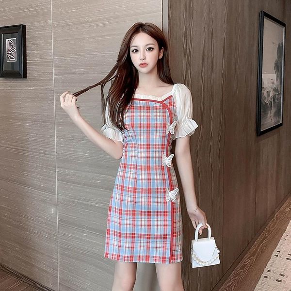 party dresses summer temperament square collar puff sleeve butterfly plaid improved cheongsam women lace bodycon elegant dress vintage, White;black
party dresses summer temperament square collar puff sleeve butterfly plaid improved cheongsam women lace bodycon elegant dress vintage, White;black