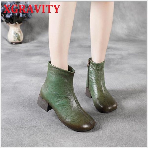 boots xgravity women pure green color genuine leather fashin ladies ankle cow zip footwear s070, Black
boots xgravity women pure green color genuine leather fashin ladies ankle cow zip footwear s070, Black