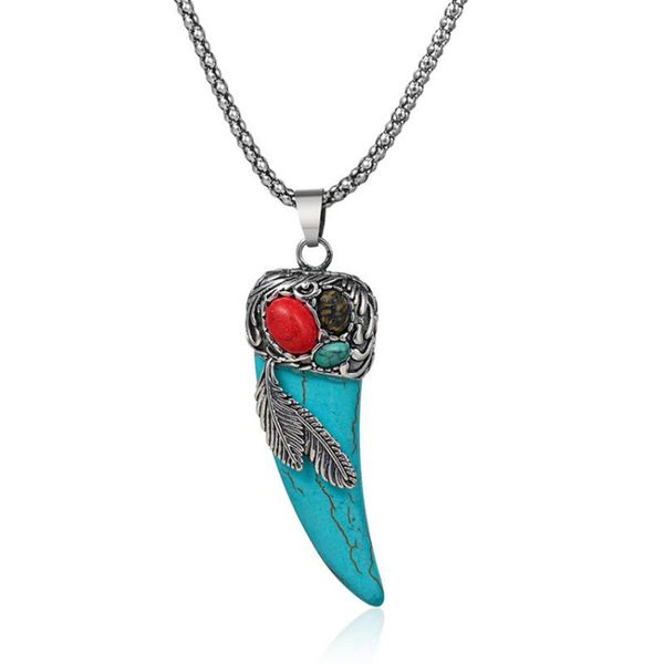 pendant necklaces fysl silver plated horn shape green turquoises stone link chain necklace with feather jewelry
pendant necklaces fysl silver plated horn shape green turquoises stone link chain necklace with feather jewelry