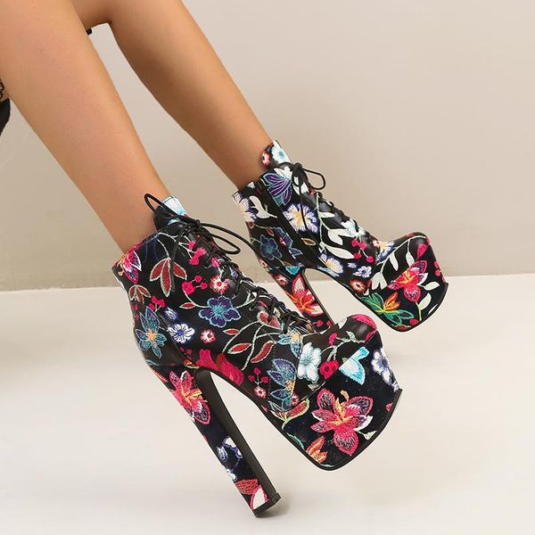 boots fashion flower ankle women shoes platform ultra high heels short lace-up winter ladies large size 45 46, Black
boots fashion flower ankle women shoes platform ultra high heels short lace-up winter ladies large size 45 46, Black