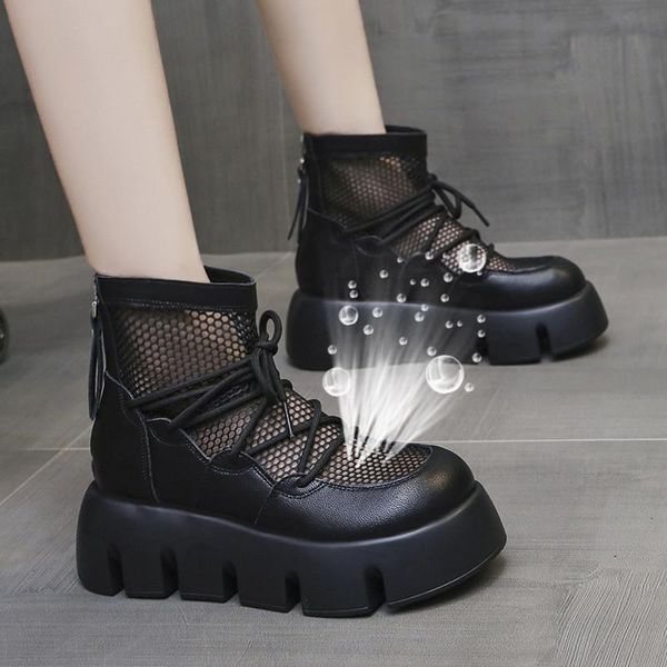 boots korean version of the trend short-tube zipper temperament ladies net summer fashion thick-soled boots., Black
boots korean version of the trend short-tube zipper temperament ladies net summer fashion thick-soled boots., Black