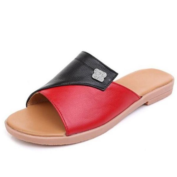 mixed color soft cowhide summer leather slippers women casual sandals comfortable bottom wear flat plus size, Black
mixed color soft cowhide summer leather slippers women casual sandals comfortable bottom wear flat plus size, Black