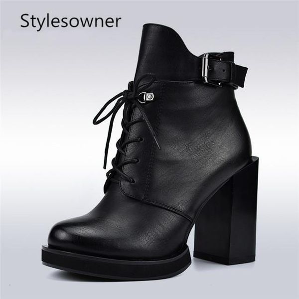 boots stylesowner fashion lace up women square high heels side zip buckle strap ankle autumn winter plush shoes, Black
boots stylesowner fashion lace up women square high heels side zip buckle strap ankle autumn winter plush shoes, Black