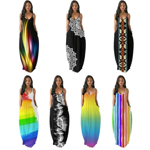 casual dresses 2021 european and american summer printing fashion women's suspenders dress v-neck long skirt, Black;gray
casual dresses 2021 european and american summer printing fashion women's suspenders dress v-neck long skirt, Black;gray