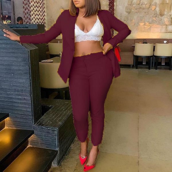 women two pieces set blazer and pants office ladies fashion suits elegant work wear classy female autumn blue wine red pink 210416, White
women two pieces set blazer and pants office ladies fashion suits elegant work wear classy female autumn blue wine red pink 210416, White