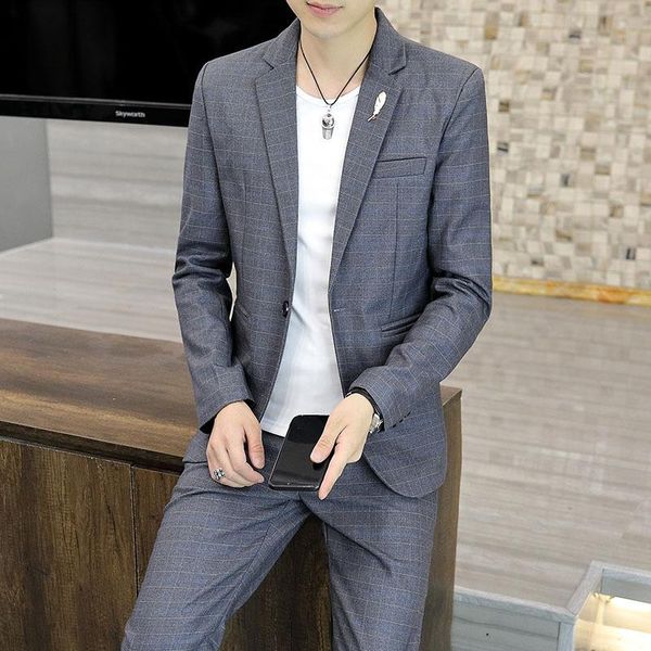men's suits & blazers 2022 fashion plaid suit autumn youth slim handsome two pieces, White;black
men's suits & blazers 2022 fashion plaid suit autumn youth slim handsome two pieces, White;black