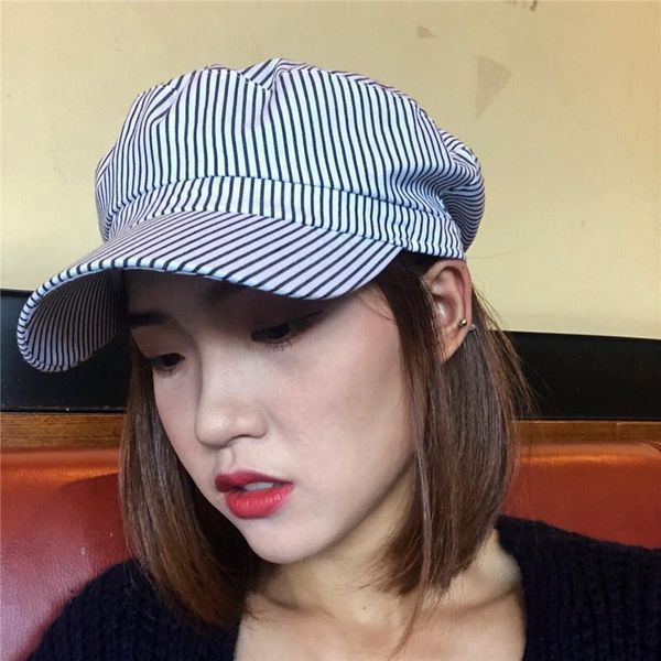 stingy brim hats striped ladies navy hat lattice pure cotton flat beret spring and summer light octagonal outdoor casual men's cap, Blue;gray
stingy brim hats striped ladies navy hat lattice pure cotton flat beret spring and summer light octagonal outdoor casual men's cap, Blue;gray