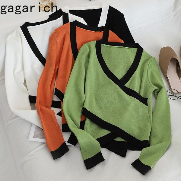 gagarich women sweater contrasting color v-neck cross knitted long sleeve slim female 2021 autumn bottoming fashion women's sweater, White;black
gagarich women sweater contrasting color v-neck cross knitted long sleeve slim female 2021 autumn bottoming fashion women's sweater, White;black
