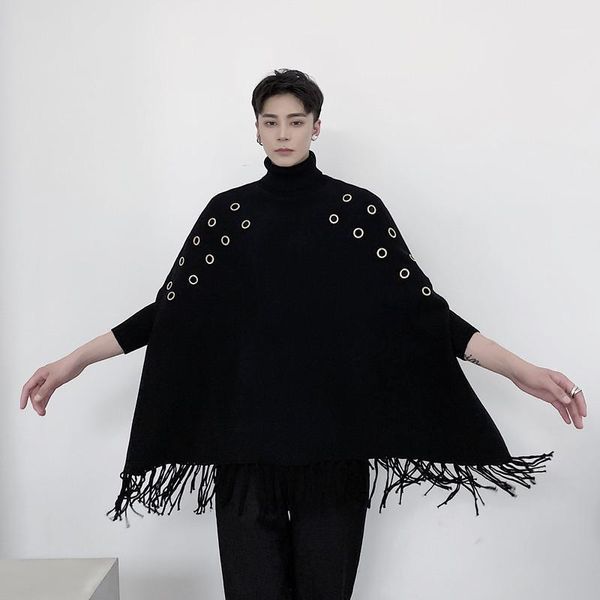 men's sweaters male women streetwear cloak sweater turtleneck men bat sleeve circle hollow tassel pullover knitted oversize, White;black
men's sweaters male women streetwear cloak sweater turtleneck men bat sleeve circle hollow tassel pullover knitted oversize, White;black