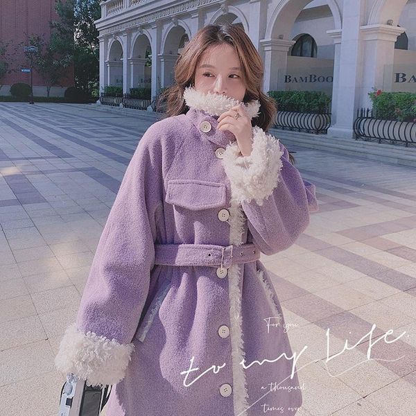 woman's coat western-style taro purple collar single-row buckle waist belt roll lamb wool clip cotton jacket female women's down &, Black
woman's coat western-style taro purple collar single-row buckle waist belt roll lamb wool clip cotton jacket female women's down &, Black