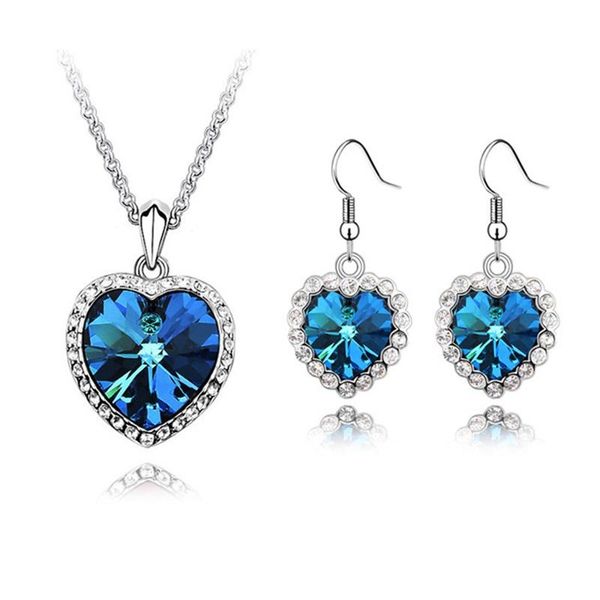 earrings & necklace luxury bridal jewelry austrian crystal heart pendant fashion sets accessories cute romantic gifts, Silver
earrings & necklace luxury bridal jewelry austrian crystal heart pendant fashion sets accessories cute romantic gifts, Silver