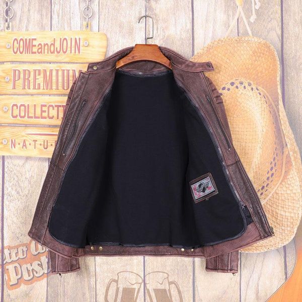 men's leather & faux 2021 vintage brown genuine jacket men motorcycle style plus size 3xl stand collar real natural cowhide coat, Black
men's leather & faux 2021 vintage brown genuine jacket men motorcycle style plus size 3xl stand collar real natural cowhide coat, Black