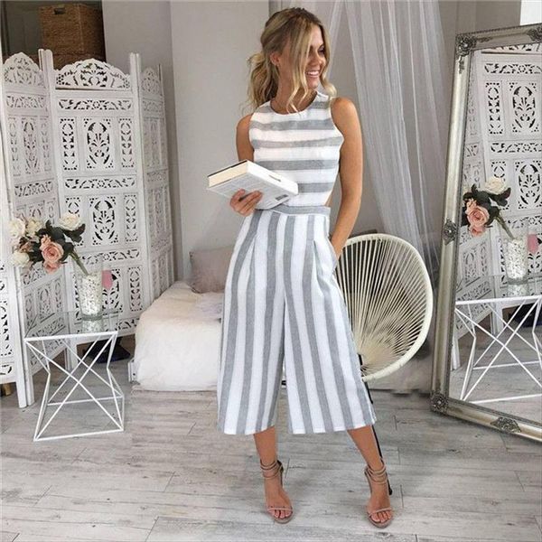 summer fall casual striped womens jumpsuits overalls loose calf length girl expose waist vertical sleeveless backless jumpsuit, Black;white
summer fall casual striped womens jumpsuits overalls loose calf length girl expose waist vertical sleeveless backless jumpsuit, Black;white