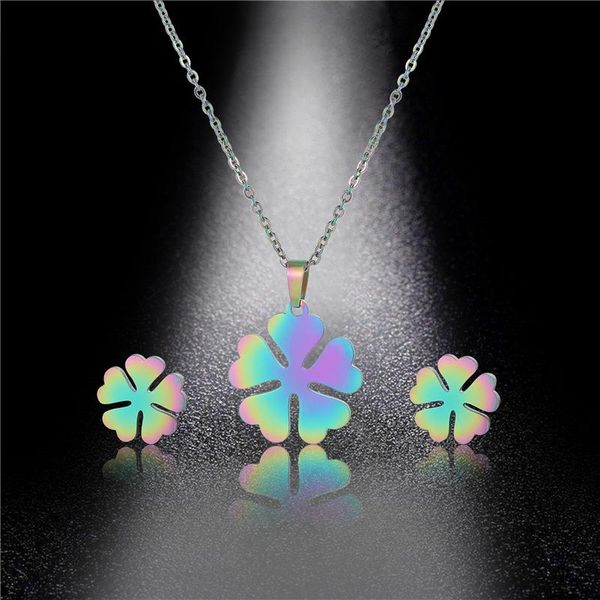 earrings & necklace titanium steel set female trendy temperament colorful flower clavicle chain niche design, Silver
earrings & necklace titanium steel set female trendy temperament colorful flower clavicle chain niche design, Silver