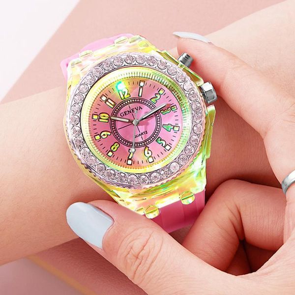 wristwatches geneva led watch nightlight luminous display men ladies sparkly diamond silicone transparent strap fashion kawaii quartz clocks, Slivery;brown
wristwatches geneva led watch nightlight luminous display men ladies sparkly diamond silicone transparent strap fashion kawaii quartz clocks, Slivery;brown