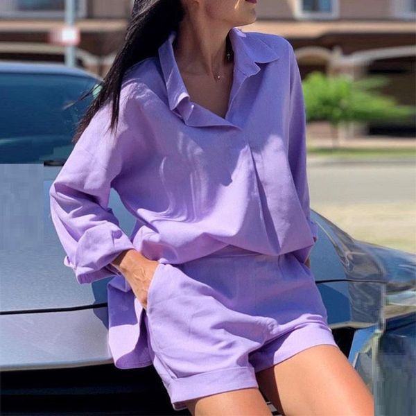 women's tracksuits purple loose matching sets female green oversized turn down collar long sleeve blouse women short ladies casual clot, Gray
women's tracksuits purple loose matching sets female green oversized turn down collar long sleeve blouse women short ladies casual clot, Gray