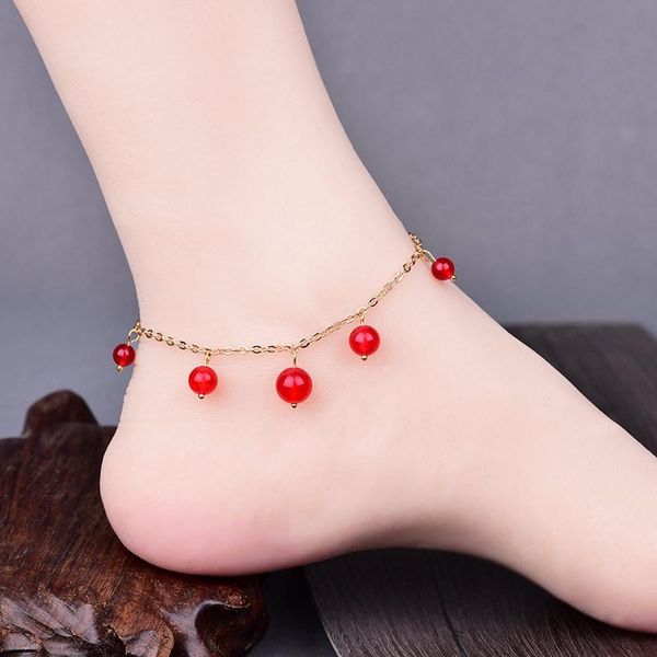 anklets korean fashion simple red violet chalcedony anklet exquisite color retaining copper retro ancient jewelry accessories, Red;blue
anklets korean fashion simple red violet chalcedony anklet exquisite color retaining copper retro ancient jewelry accessories, Red;blue