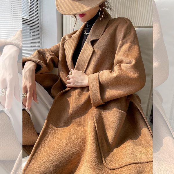 women's wool & blends 100% lengthened 2021 m family aging coat water ripple double-sided women, Black
women's wool & blends 100% lengthened 2021 m family aging coat water ripple double-sided women, Black