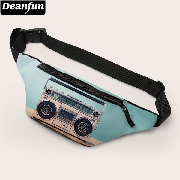 deanfun fanny pack for women radio printed blue waist bags daily use hip bag 18044