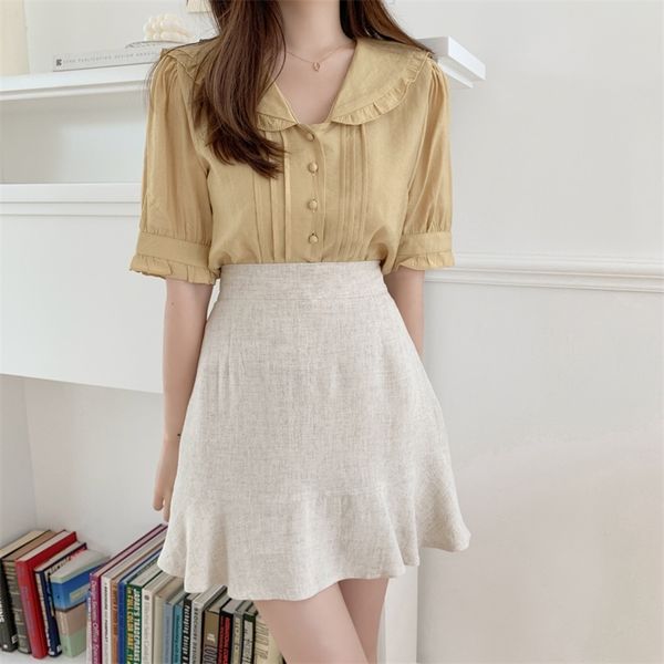 spring vintage solid female oversize womens shirt short sleeve girls blouse summer plus size women blouses femme blusas 210417, White
spring vintage solid female oversize womens shirt short sleeve girls blouse summer plus size women blouses femme blusas 210417, White