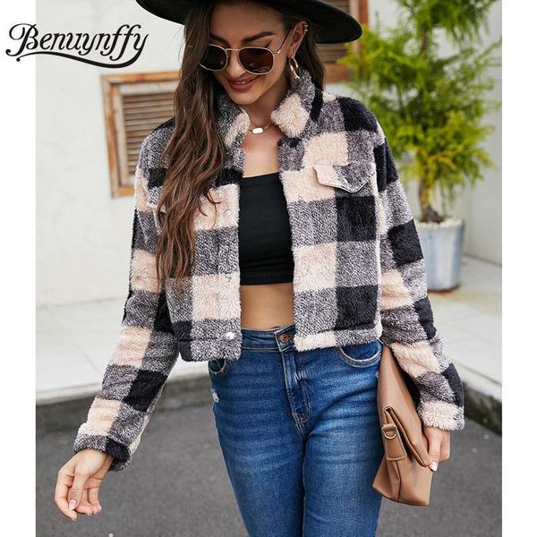 women's jackets benuynffy stand collar pocket front plaid crop jacket coat women casual long sleeve autumn winter short coats female ou, Black;brown
women's jackets benuynffy stand collar pocket front plaid crop jacket coat women casual long sleeve autumn winter short coats female ou, Black;brown