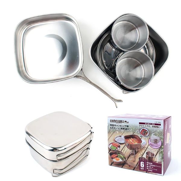 camp kitchen outdoor camping 6pcs/set stainless steel picnic pot pan kit hiking cookware plate/cup/pan cover cooking set
camp kitchen outdoor camping 6pcs/set stainless steel picnic pot pan kit hiking cookware plate/cup/pan cover cooking set