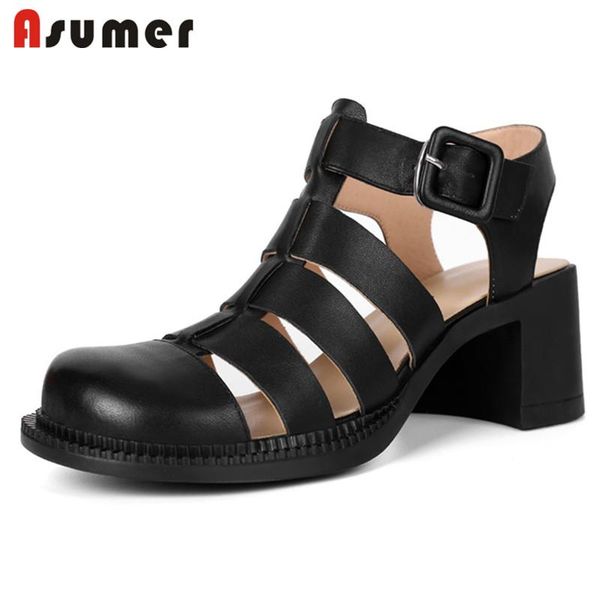 dress shoes asumer rome sandals women hollow out buckle high heels casual round toe genuine leather, Black
dress shoes asumer rome sandals women hollow out buckle high heels casual round toe genuine leather, Black