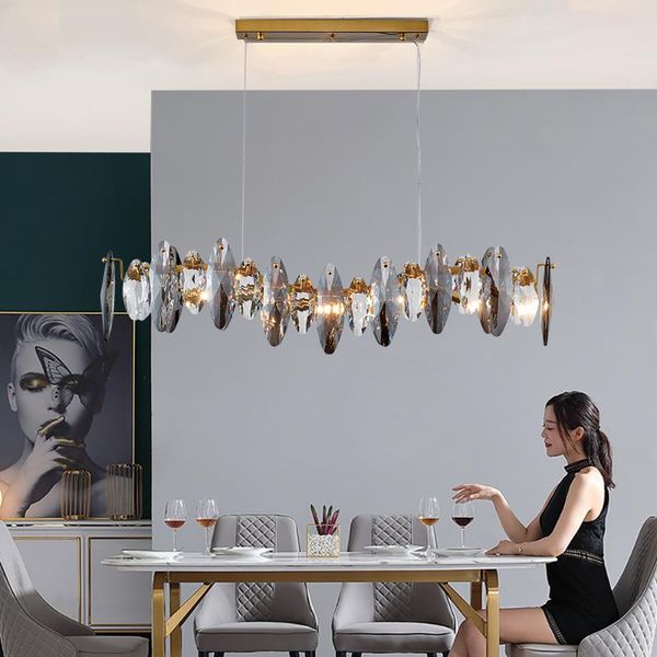 pendant lamps modern design crystal lamp restaurant chandeliers smoke gray light luxury atmosphere hanging in the kitchen
pendant lamps modern design crystal lamp restaurant chandeliers smoke gray light luxury atmosphere hanging in the kitchen
