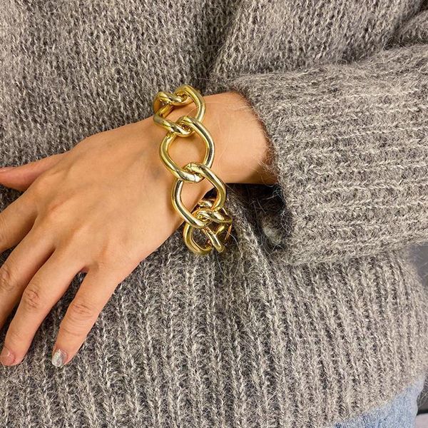 link, chain lady thick chian bracelet 2021 fashion big ring hip hop exaggerated hyperbolic plus size, Black
link, chain lady thick chian bracelet 2021 fashion big ring hip hop exaggerated hyperbolic plus size, Black