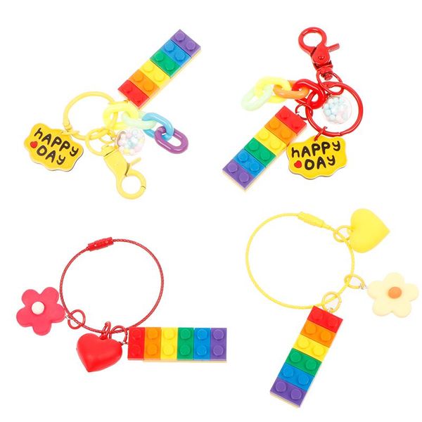 keychains cute building blocks keychain keyring for women girl jewelry korea red heart flower car bandbag key holder, Silver 
keychains cute building blocks keychain keyring for women girl jewelry korea red heart flower car bandbag key holder, Silver