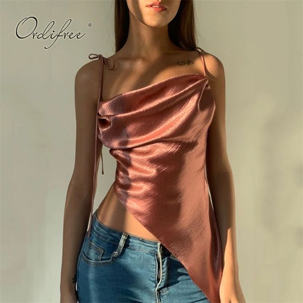 summer women satin tank spaghetti strap camis asymmetrical silk vest 210513, White
summer women satin tank spaghetti strap camis asymmetrical silk vest 210513, White