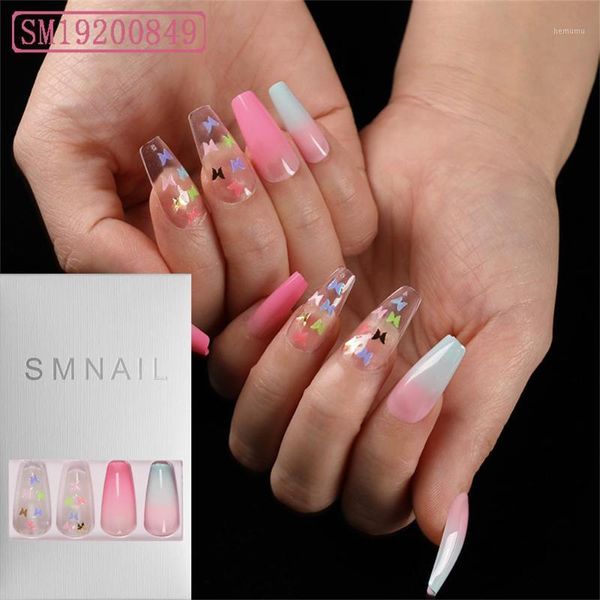 24pcs/box butterfly pattern fake nails long stiletto coffin false press on acrylic nail tips manicure tools1, Red;gold
24pcs/box butterfly pattern fake nails long stiletto coffin false press on acrylic nail tips manicure tools1, Red;gold