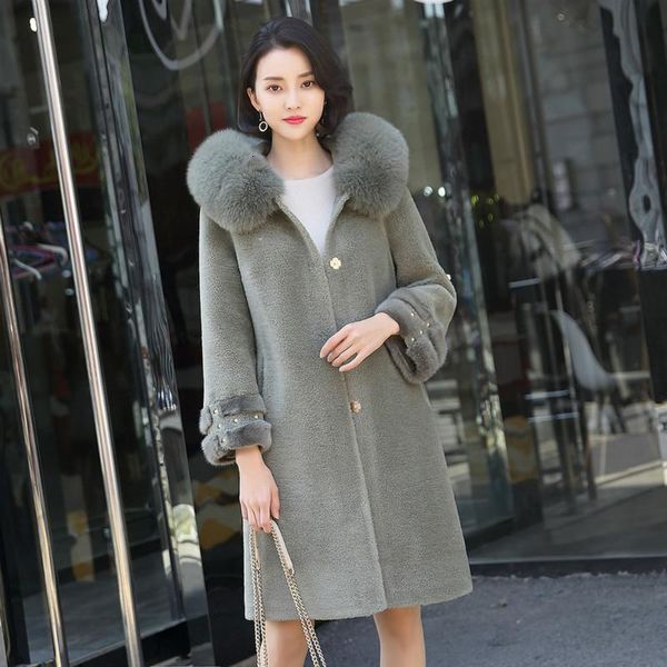 women's fur & faux jacket vintage shearing long sheep women winter natural collar real coat female 100% wool jackets hiver 1915 i9wo, Black
women's fur & faux jacket vintage shearing long sheep women winter natural collar real coat female 100% wool jackets hiver 1915 i9wo, Black