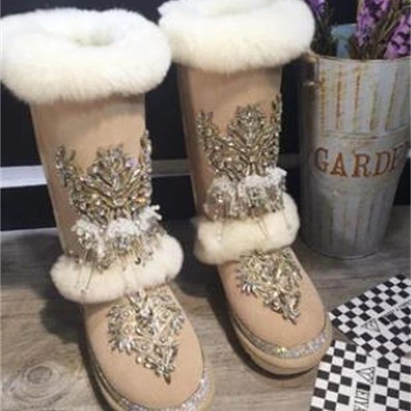 boots original european and american rhinestone totem wool genuine leather large yard high snow cotton, Black
boots original european and american rhinestone totem wool genuine leather large yard high snow cotton, Black