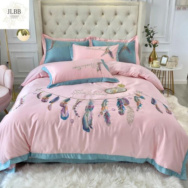 bedding sets pink nordic style feather embroidery set satin silk cotton double duvet cover bed linen pillowcases home textile
bedding sets pink nordic style feather embroidery set satin silk cotton double duvet cover bed linen pillowcases home textile