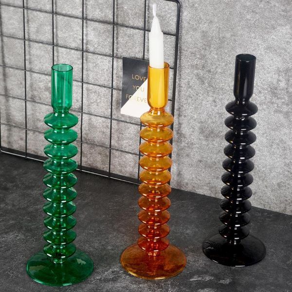 glass candlestick holders clear candle holder for home decor copper taper gift wedding ceremony party