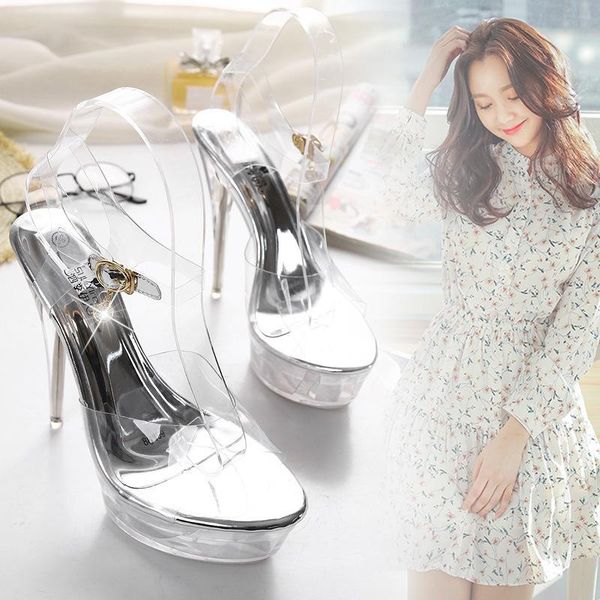 women summer high heel 14cm peep toe nightclub sandals wedding shoes steel tube dancing female crystal transparent, Black
women summer high heel 14cm peep toe nightclub sandals wedding shoes steel tube dancing female crystal transparent, Black