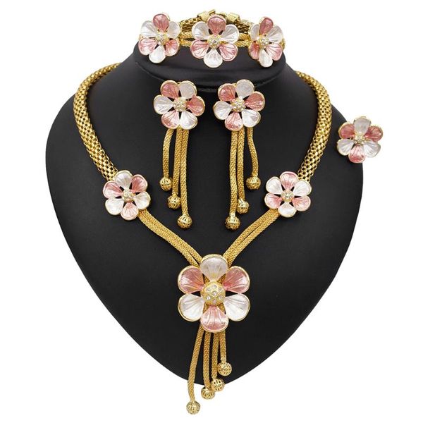 earrings & necklace yulaili fashion dubai gold jewelry sets romantic flowers pendant charm bracelet ring women wedding party gifts, Silver
earrings & necklace yulaili fashion dubai gold jewelry sets romantic flowers pendant charm bracelet ring women wedding party gifts, Silver