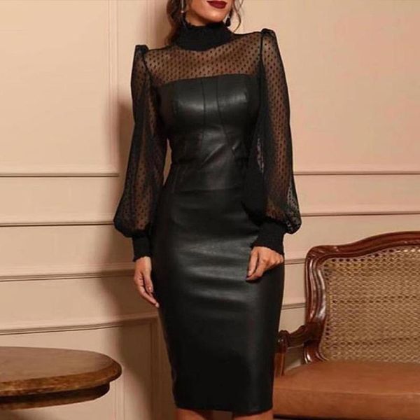 casual dresses autumn gauze faux leather patchwork women dress turtleneck lantern long sleeve skinny midi female fashion lady clothes, Black;gray
casual dresses autumn gauze faux leather patchwork women dress turtleneck lantern long sleeve skinny midi female fashion lady clothes, Black;gray
