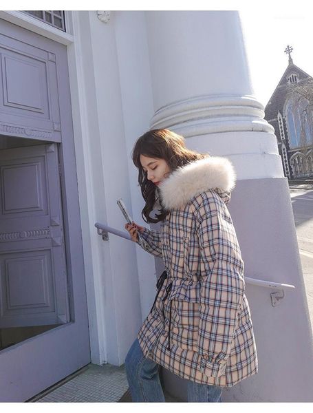 autumn winter hooded plaid printing jacket female fashion loose thickened warm big fur collar cotton women's down & parkas, Black
autumn winter hooded plaid printing jacket female fashion loose thickened warm big fur collar cotton women's down & parkas, Black