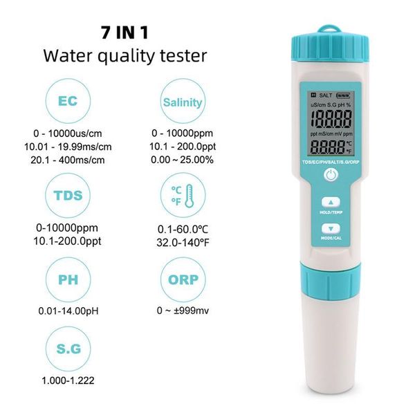 meters 7 in 1 ph/tds/ec/orp/salinity /s.g/temperature meter c-600 water quality tester for drinking aquariums ph monitor
meters 7 in 1 ph/tds/ec/orp/salinity /s.g/temperature meter c-600 water quality tester for drinking aquariums ph monitor