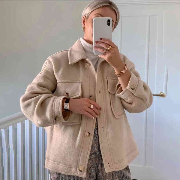 women beige jacket coat button pockets solid female fashion vintage oversize coat 210521, Black;brown
women beige jacket coat button pockets solid female fashion vintage oversize coat 210521, Black;brown