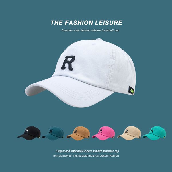 r letter embroidered baseball cap female spring summer soft duck tongue show face small curved brim hat male fashion, Blue;gray
r letter embroidered baseball cap female spring summer soft duck tongue show face small curved brim hat male fashion, Blue;gray