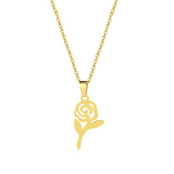 pendant necklaces stainless steel necklace for women gold color rose flower jewelry couple engagement, Silver
pendant necklaces stainless steel necklace for women gold color rose flower jewelry couple engagement, Silver