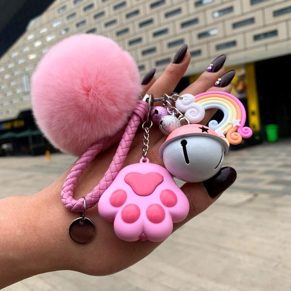 keychains cute anime rainbow cat claw led voice keychain fur pom fluffy key chain for car girl bag pendant pompons ring, Silver
keychains cute anime rainbow cat claw led voice keychain fur pom fluffy key chain for car girl bag pendant pompons ring, Silver