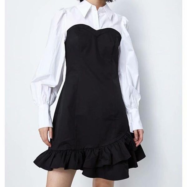women 2021 chic fashion patchwork ruffle irregular mini dress vintage long sleeve side zipper female dresses mujer casual, Black;gray
women 2021 chic fashion patchwork ruffle irregular mini dress vintage long sleeve side zipper female dresses mujer casual, Black;gray