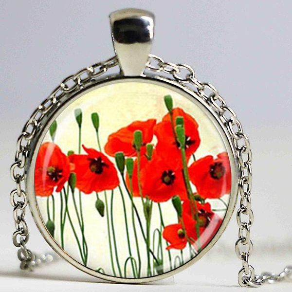 pendant necklaces wholesale glass dome poppies flower necklace jewelry cabochon art picture, Silver
pendant necklaces wholesale glass dome poppies flower necklace jewelry cabochon art picture, Silver