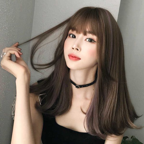 japane and korean wig women's long gradually highlights clavicle hair air bangs whole net red head cover, Black
japane and korean wig women's long gradually highlights clavicle hair air bangs whole net red head cover, Black